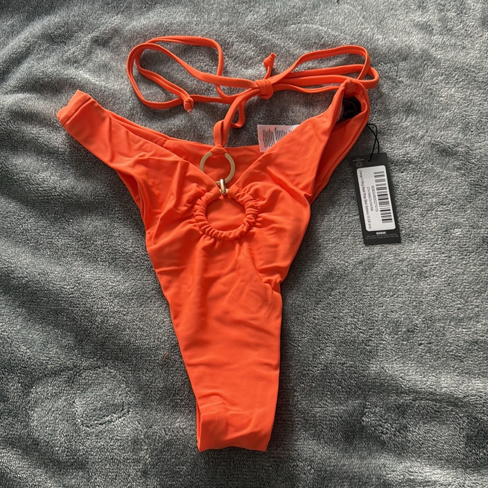 PrettyLittleThing ORANGE O RING WAIST STRAP BIKINI BOTTOMS size 6 - Picture 2 of 5